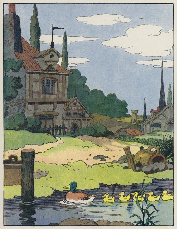 Tőkés réce és kiskacsái alkotó: Benjamin Rabier