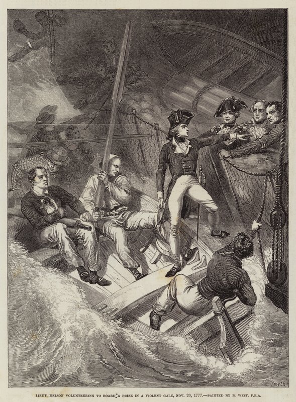 Nelson hadnagy önként jelentkezik egy díjra egy erőszakos lövöldözésben, 1777. november 20. alkotó: Benjamin West