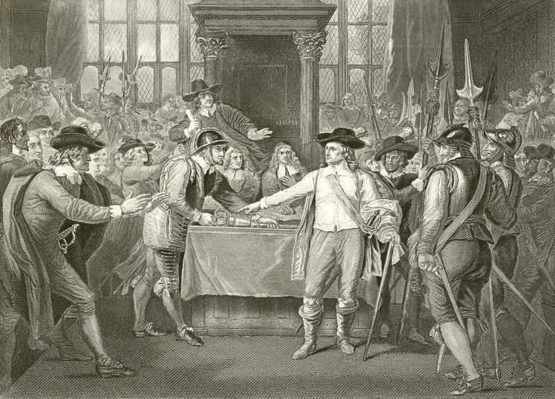 Oliver Cromwell feloszlatja a Hosszú Parlamentet alkotó: Benjamin West