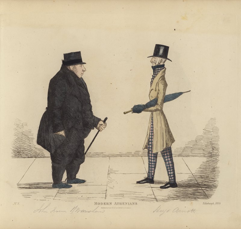 Kiváló edinburghiak, más néven modern athéniak, John R. Irving, Bonshaw ügyvédje, Hugo Arnot kapitány, Balcormo (színes metszet) alkotó: Benjamin William Crombie