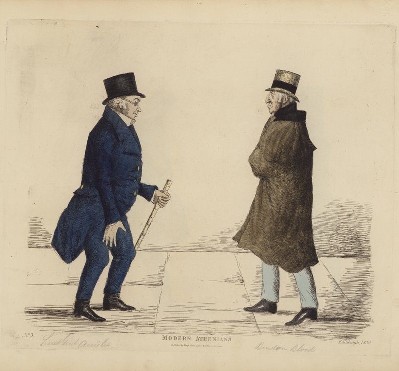 Kiváló edinburghiak, más néven modern athéniak, George R Ainslie altábornagy, Bindon Blood, Esq, Cranacher (színes metszet) alkotó: Benjamin William Crombie