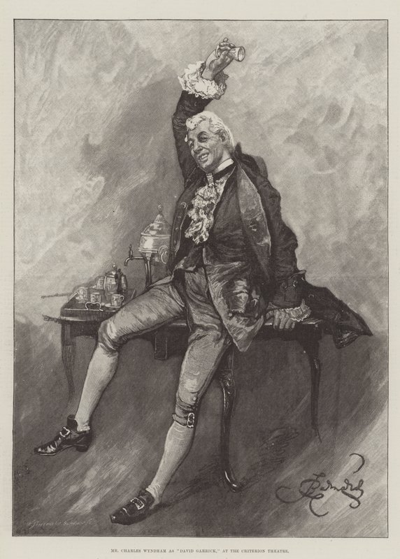 Charles Wyndham úr David Garrick szerepében, a Kritérium Színházban alkotó: Bernard Partridge
