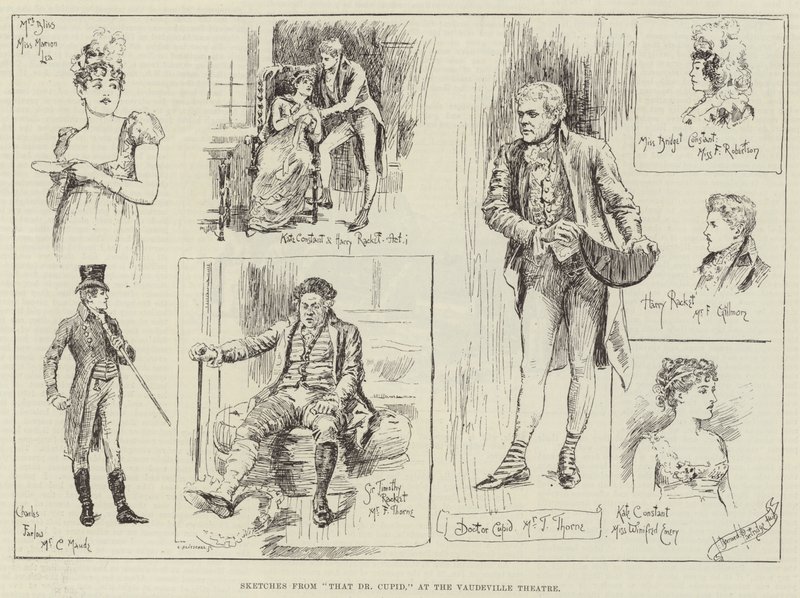 Szkeccsek a Vaudeville Színházban bemutatott That Dr. Cupido című előadásból alkotó: Bernard Partridge