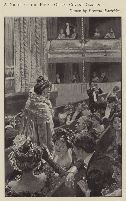 Egy éjszaka a Royal Operában, Covent Garden, London (litho) alkotó: Bernard (after) Partridge