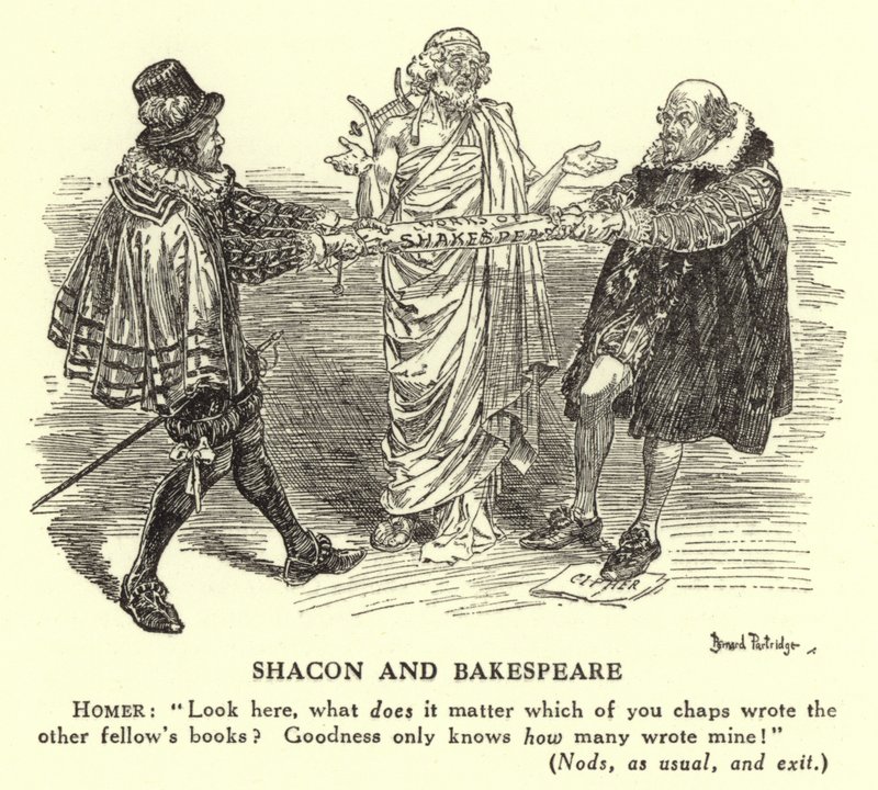 Shacon és Bakespeare – Shakespeare szerzősége (metszet) alkotó: Bernard (after) Partridge