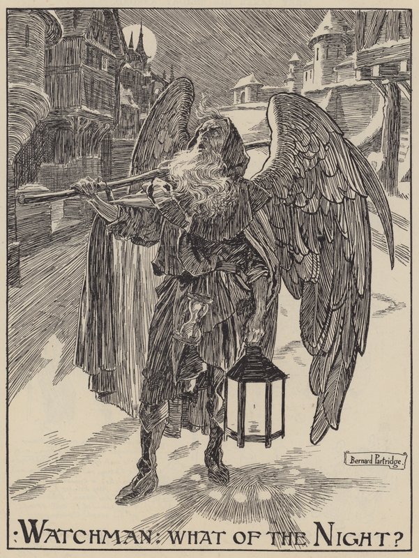 Őrző: Mi lesz az éjszakával? (metszés) alkotó: Bernard (after) Partridge