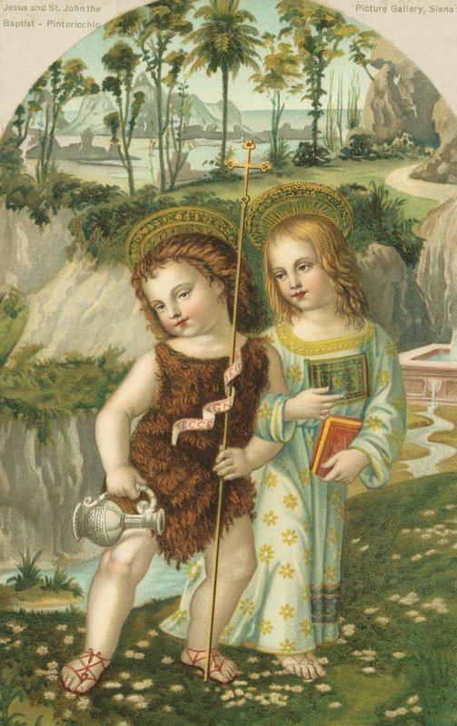 Jézus Krisztus és Keresztelő Szent János (kromolito) alkotó: Bernardino di Betto (after) Pinturicchio