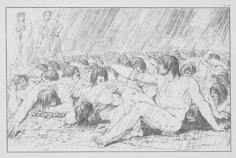 Dante Isteni komédiája, Inferno (Pokol), XII. tábla (litográfia) alkotó: Bernhard Schuler
