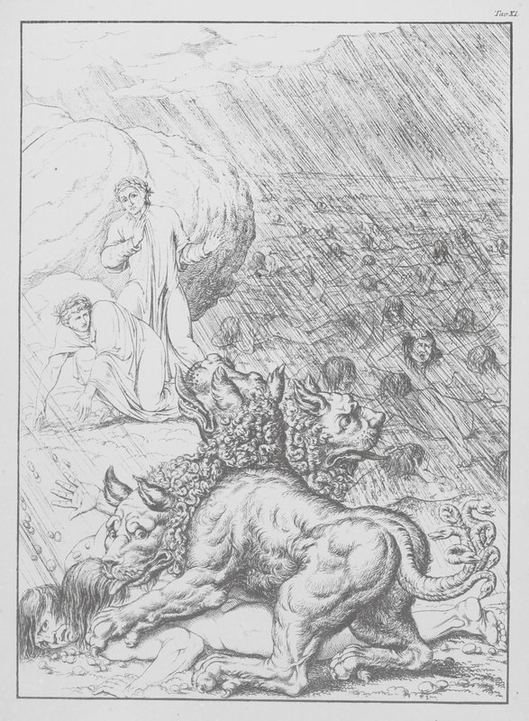 Dante Isteni komédiája, Inferno (Pokol), XI. tábla (lithó) alkotó: Bernhard Schuler