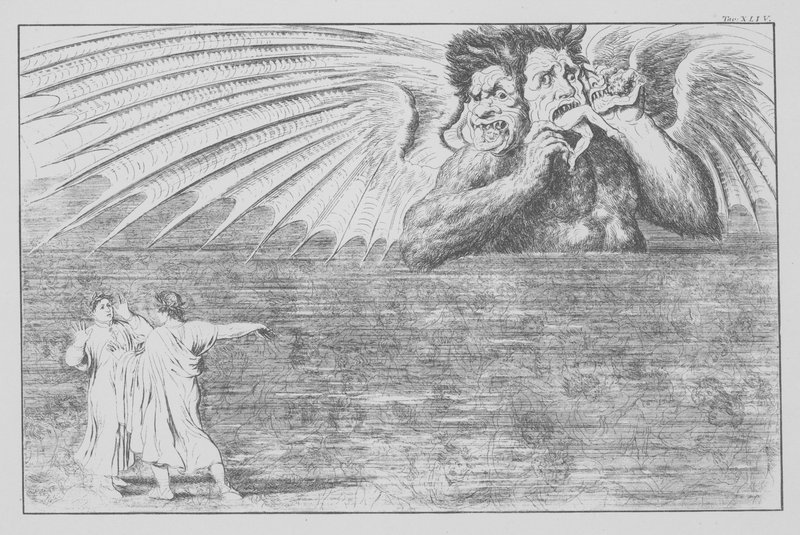 Dante Isteni komédiája, Inferno (Pokol), XLIV. tábla (litográfia) alkotó: Bernhard Schuler