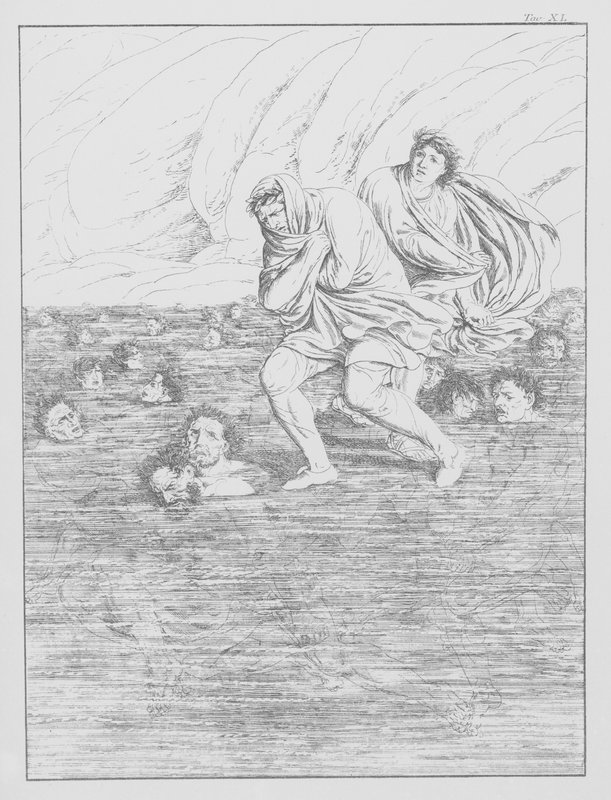 Dante Isteni komédiája, Inferno (Pokol), XL. tábla (lithó) alkotó: Bernhard Schuler