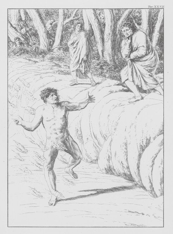 Dante Isteni komédiája, Inferno (Pokol), XXVII. tábla (litográfia) alkotó: Bernhard Schuler