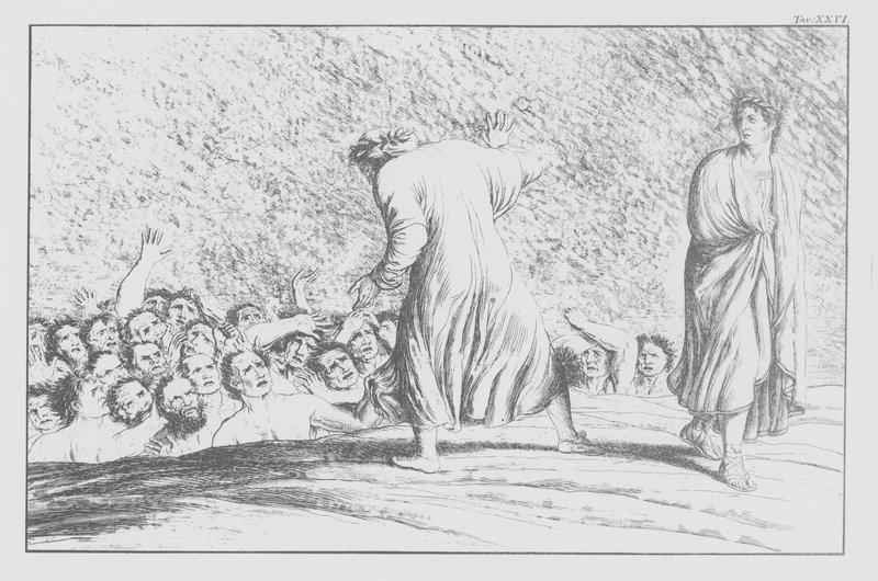 Dante Isteni komédiája, Inferno (Pokol), XXVI. tábla (litográfia) alkotó: Bernhard Schuler