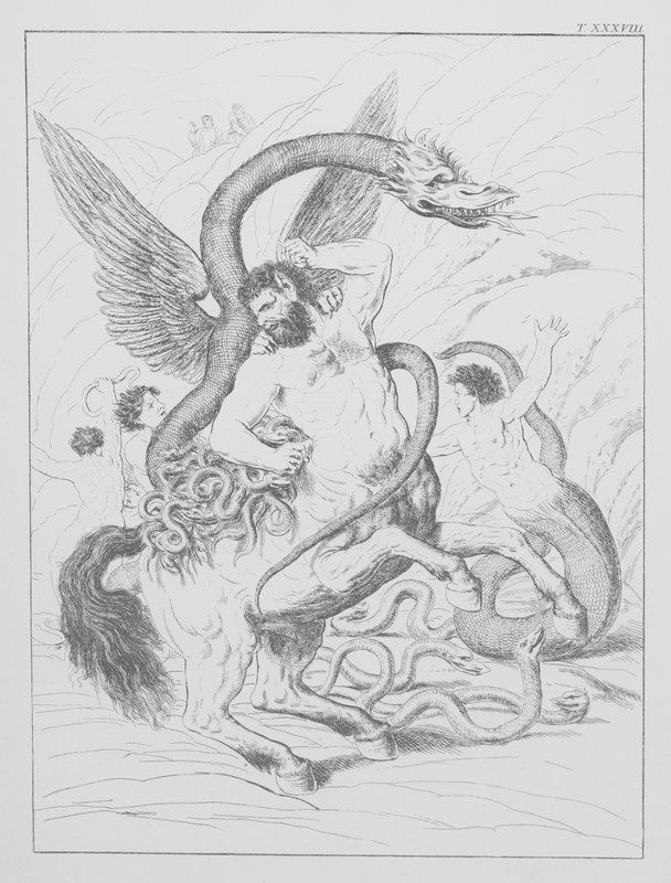 Dante Isteni komédiája, Inferno (Pokol), XXXVIII. tábla (litográfia) alkotó: Bernhard Schuler