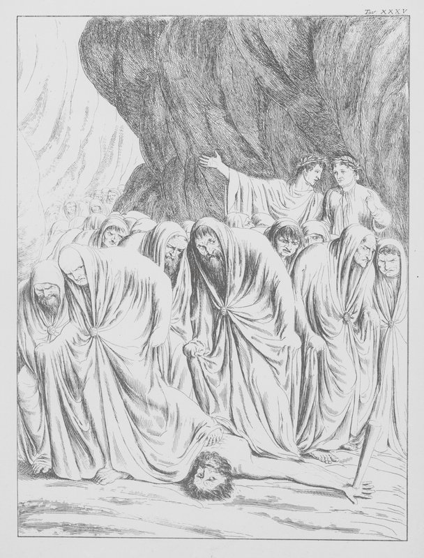 Dante Isteni komédiája, Inferno (Pokol), XXXV. tábla (litográfia) alkotó: Bernhard Schuler