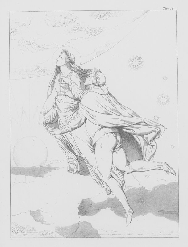 Dante Isteni komédiája, Paradiso (Mennyország), II. tábla (litográfia) alkotó: Bernhard Schuler