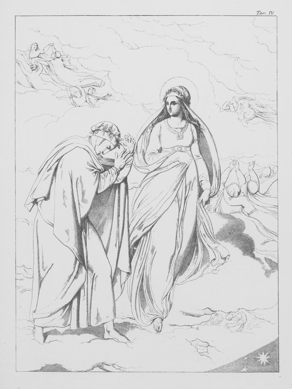 Dante Isteni komédiája, Paradiso (Mennyország), IV. tábla (litográfia) alkotó: Bernhard Schuler