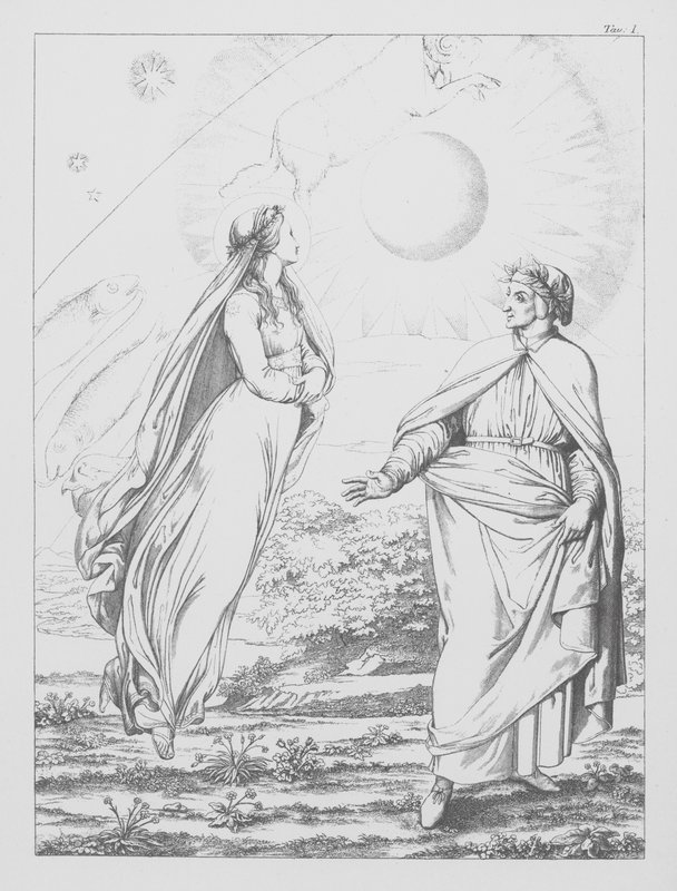Dante Isteni komédiája, Paradiso (Mennyország), I. tábla (litográfia) alkotó: Bernhard Schuler