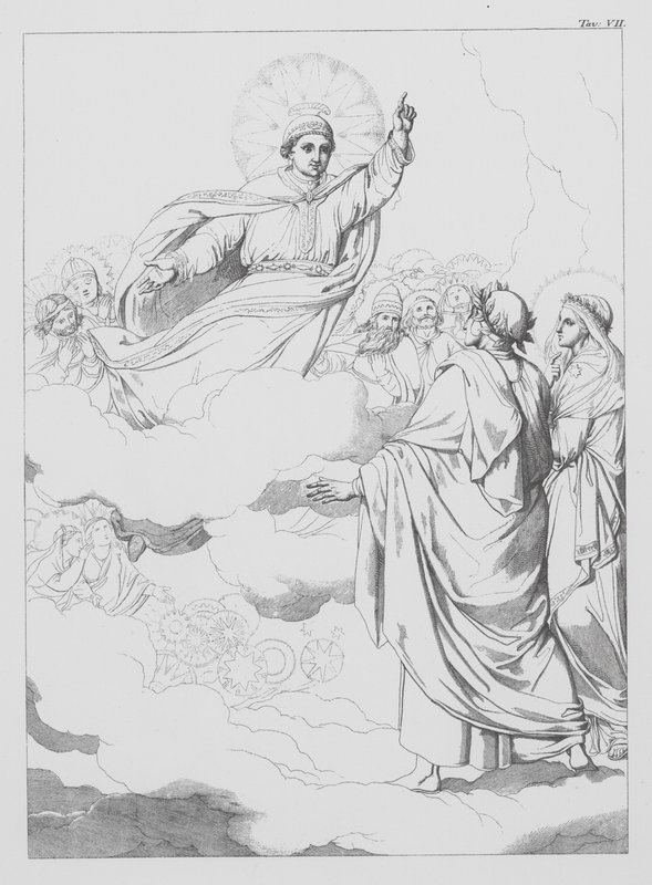 Dante Isteni komédiája, Paradiso (Mennyország), VII. tábla (litográfia) alkotó: Bernhard Schuler