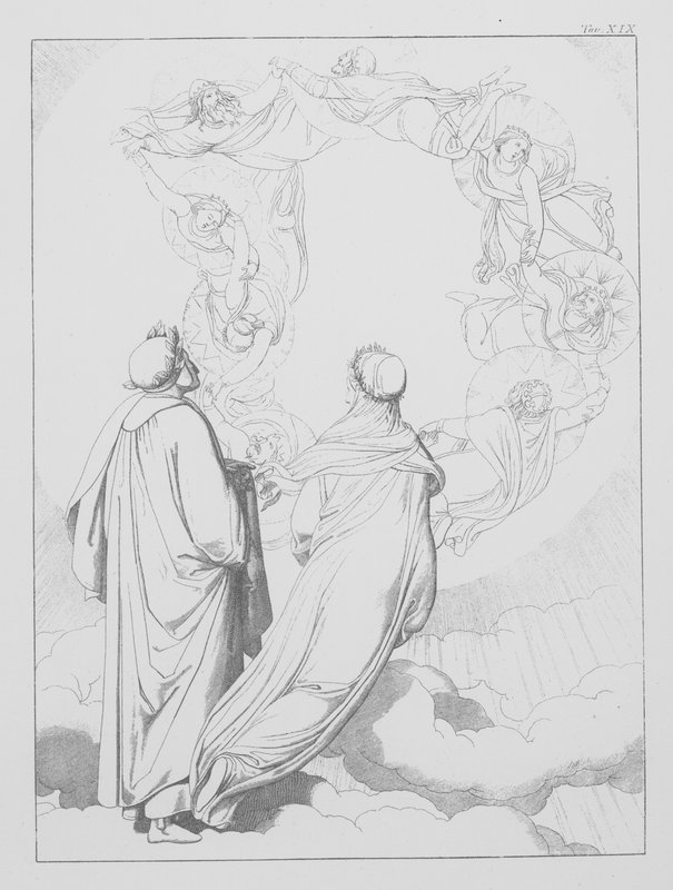 Dante Isteni komédiája, Paradiso (Mennyország), XIX. tábla (litográfia) alkotó: Bernhard Schuler