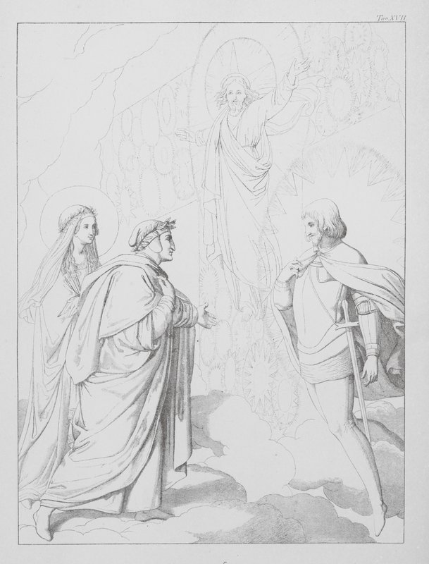 Dante Isteni komédiája, Paradiso (Mennyország), XVII. tábla (litográfia) alkotó: Bernhard Schuler
