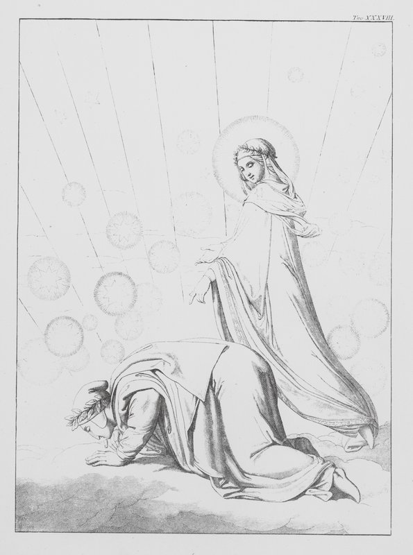 Dante Isteni komédiája, Paradiso (Mennyország), XXXVIII. tábla (litográfia) alkotó: Bernhard Schuler