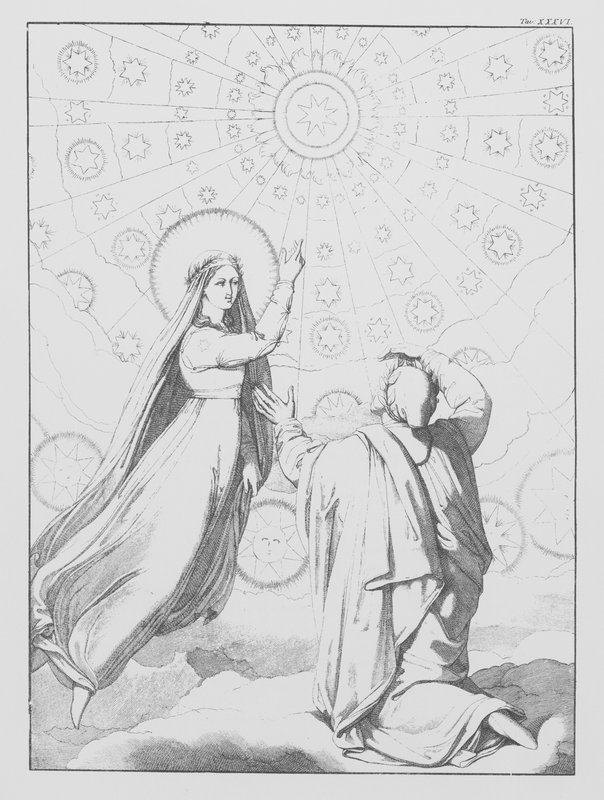 Dante Isteni komédiája, Paradiso (Mennyország), XXXVI. tábla (litográfia) alkotó: Bernhard Schuler