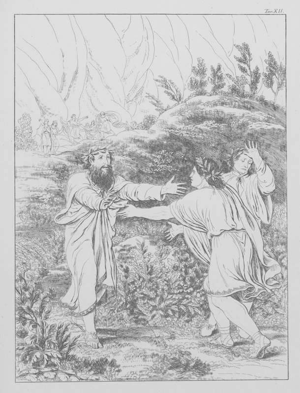 Dante Isteni komédiája, Purgatorio (Purgatórium), XII. tábla (lithó) alkotó: Bernhard Schuler