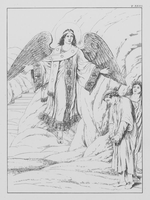 Dante Isteni komédiája, Purgatorio (Purgatórium), XXIII. tábla (lithó) alkotó: Bernhard Schuler