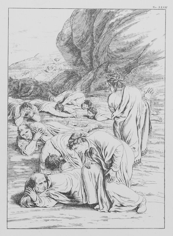 Dante Isteni komédiája, Purgatorio (Purgatórium), XXVIII. tábla (lithó) alkotó: Bernhard Schuler