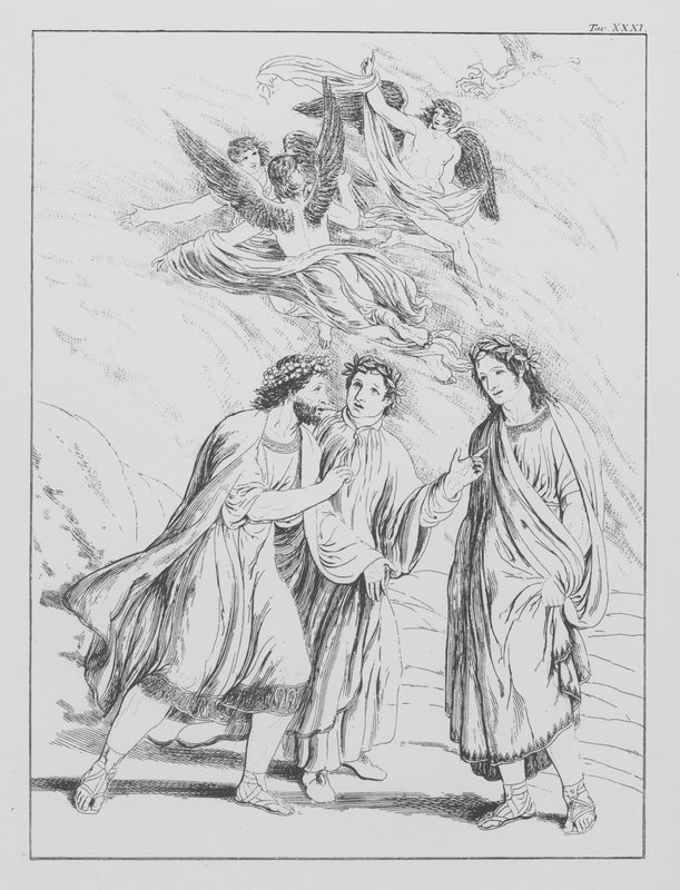 Dante Isteni komédiája, Purgatorio (Purgatórium), XXXI. tábla (litográfia) alkotó: Bernhard Schuler