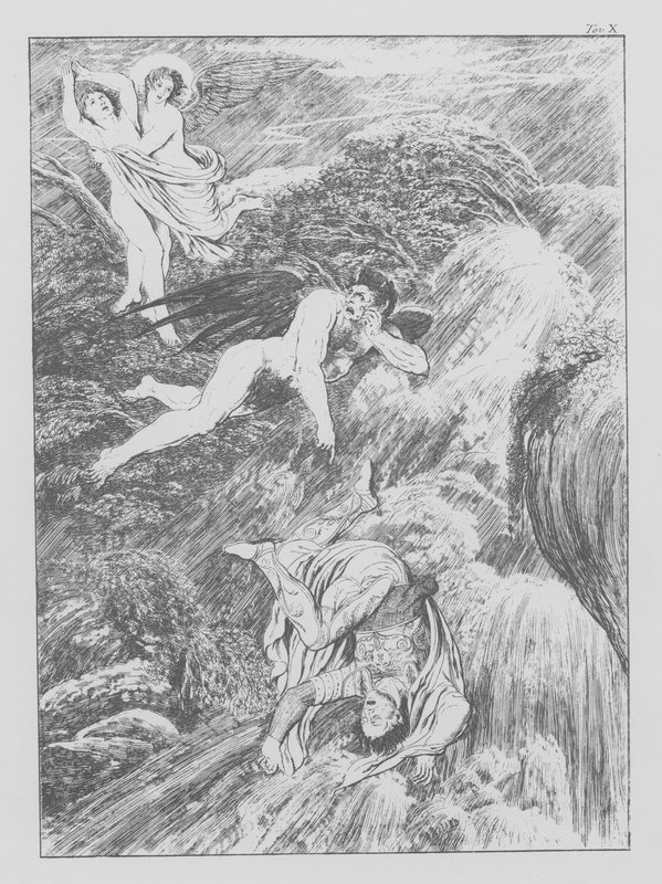 Dante Isteni komédiája, Purgatorio (Purgatórium), X. tábla (litográfia) alkotó: Bernhard Schuler