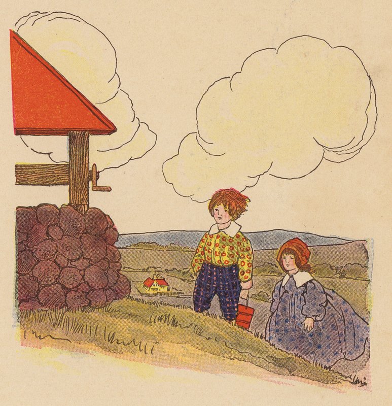 Gyerekvers: Jack és Jill (színes litográfia). alkotó: Blanche Fisher Wright