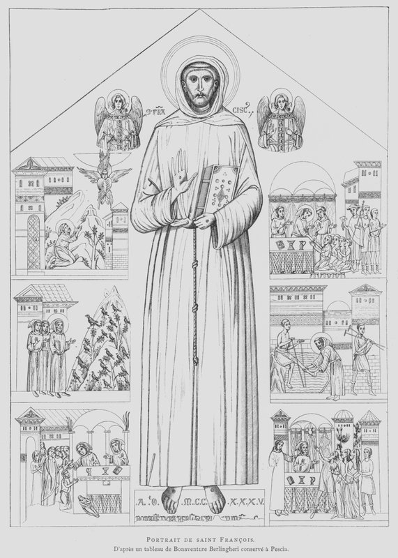 Assisi Szent Ferenc portréja (litho) alkotó: Bonaventura Berlinghieri