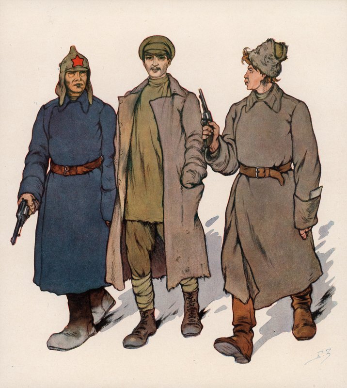 A fogvatartottat a szovjet forradalmi törvényszék elé vezetik (színes litó) alkotó: Boris Vasilievich Zvorykin