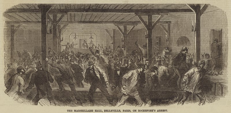 A Marseillaise Hall, Belleville, Párizs, Rocheforts Letartóztatás alkotó: Burn Smeeton