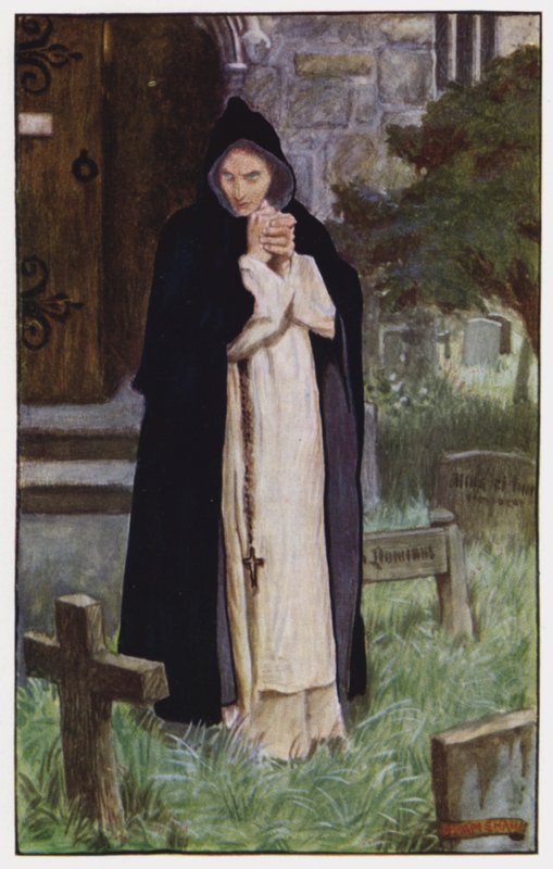 Illusztráció a kolostorhoz és a kandallóhoz, Charles Reade (színes litó) alkotó: Byam (after) Shaw