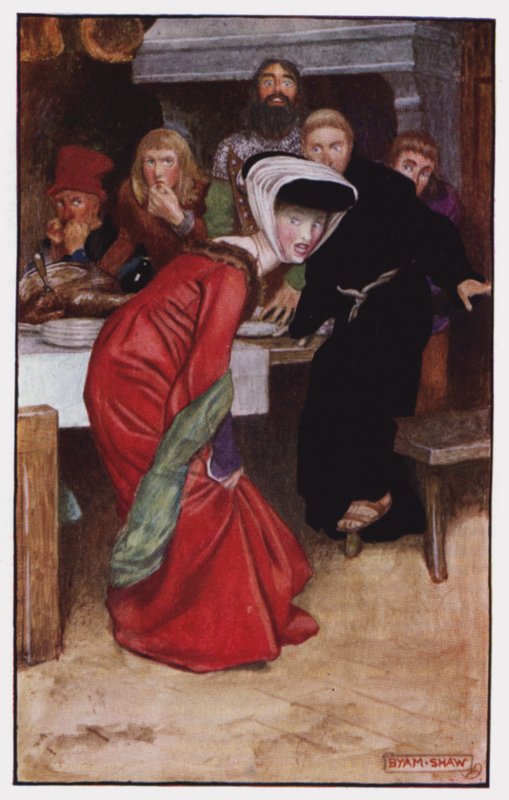 Illusztráció a kolostorhoz és a kandallóhoz, Charles Reade (színes litó) alkotó: Byam (after) Shaw