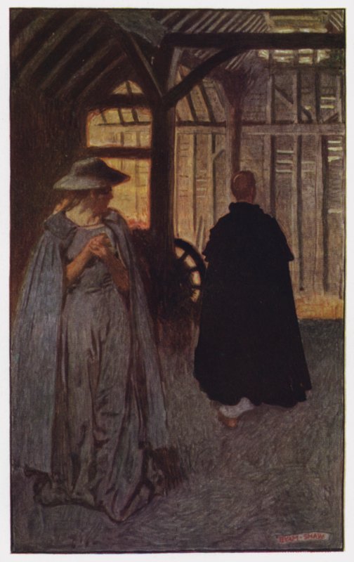 Illusztráció a kolostorhoz és a kandallóhoz, Charles Reade (színes litó) alkotó: Byam (after) Shaw