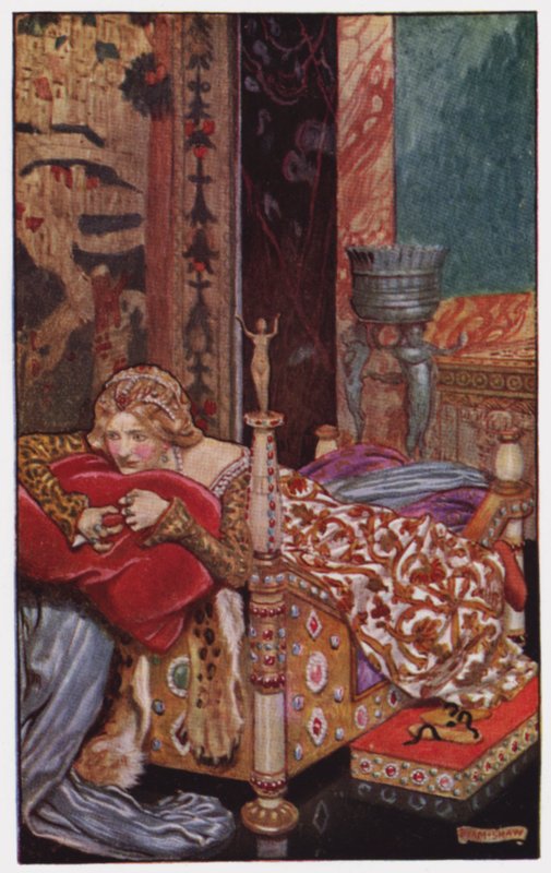 Illusztráció a kolostorhoz és a kandallóhoz, Charles Reade (színes litó) alkotó: Byam (after) Shaw