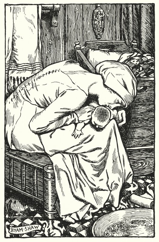 Illusztráció: A kolostor és a kandalló, Charles Reade (litho) alkotó: Byam (after) Shaw