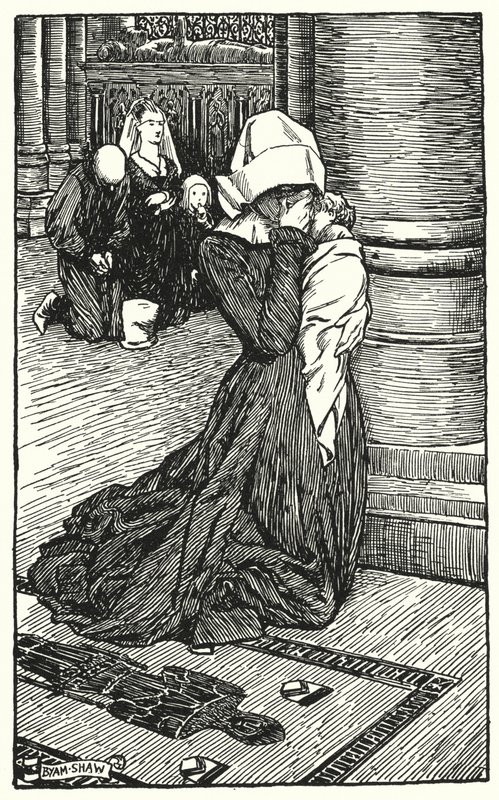 Illusztráció: A kolostor és a kandalló, Charles Reade (litho) alkotó: Byam (after) Shaw