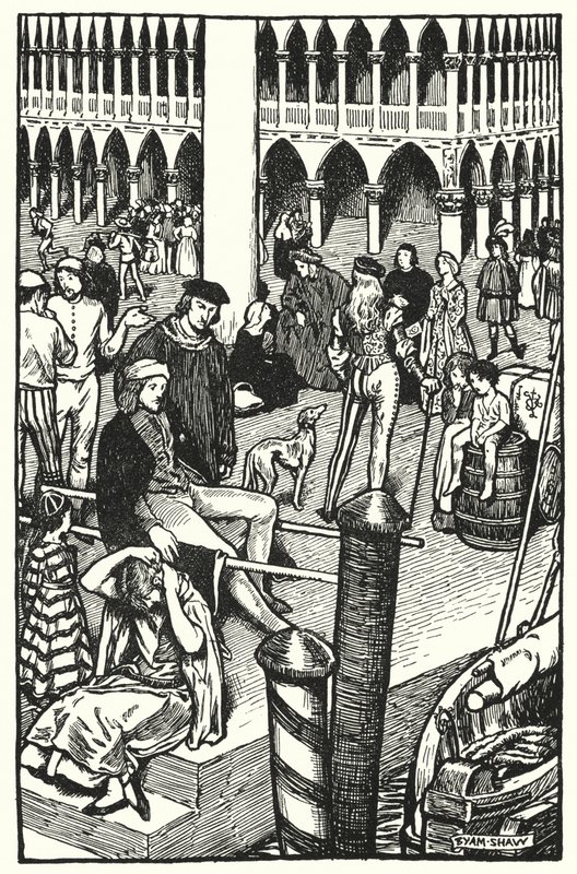 Illusztráció: A kolostor és a kandalló, Charles Reade (litho) alkotó: Byam (after) Shaw