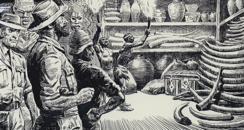 Illusztráció a King Solomons Mines-hez (gouache, papír) alkotó: C.L. Doughty