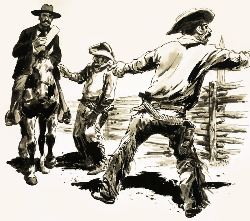1893-ban egy amerikai rendőrbíró megkereste Jesse Carrt, hogy közölje vele, hogy át kell törnie az általa épített falat. alkotó: C.L. Doughty