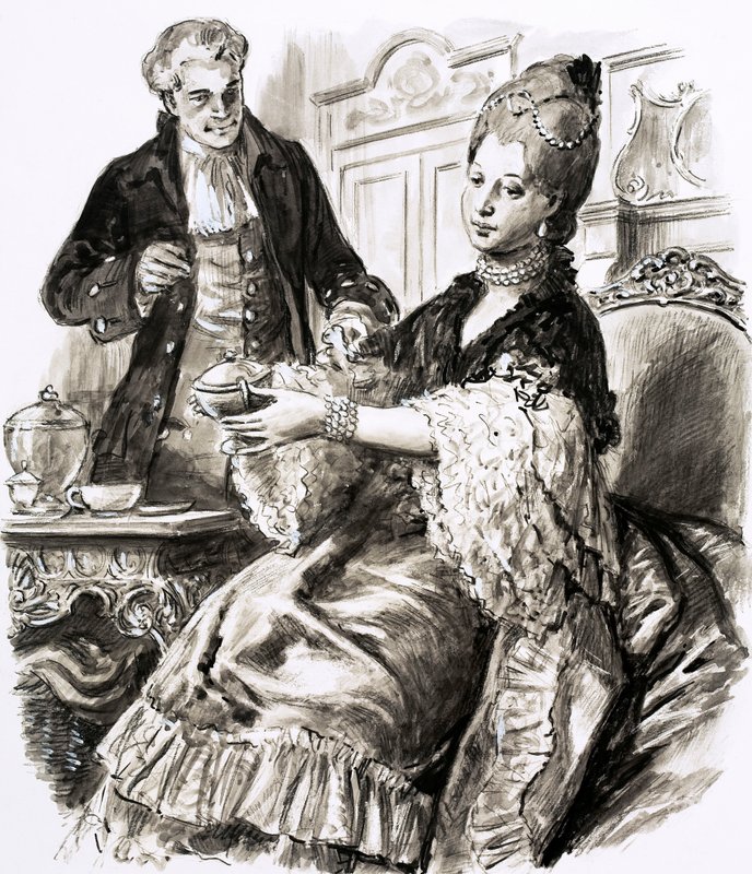 Josiah Wedgwood Charlotte királynővel (gouache, papír) alkotó: C.L. Doughty