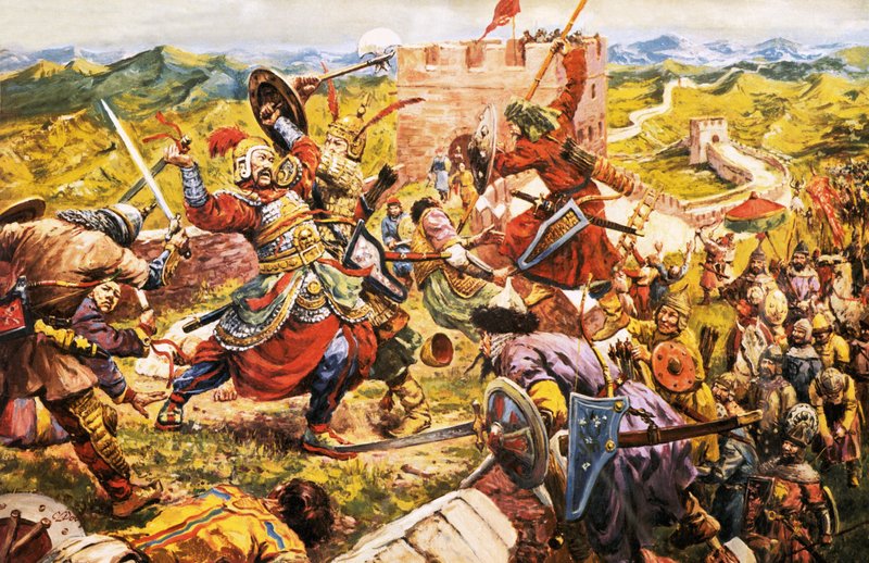 Mongol katonák áttörnek a kínai nagy falon alkotó: C.L. Doughty