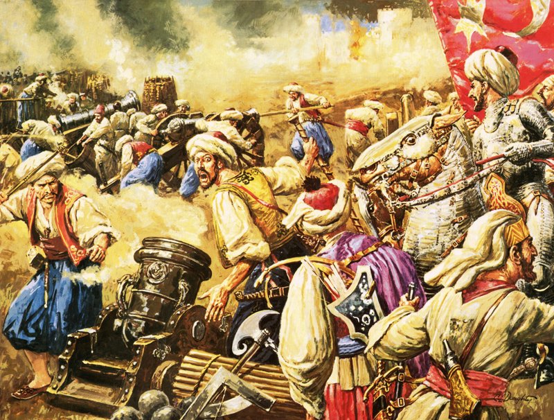 Szulejmán hadserege megtámadja Rodoszt alkotó: C.L. Doughty