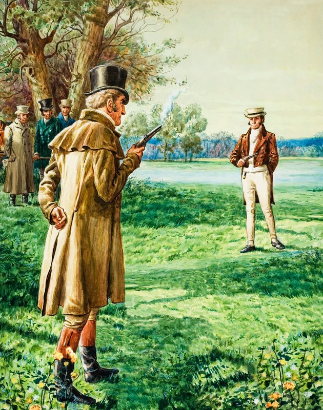 Wellington herceg és Lord Winchelsea párbajának párviadala alkotó: C.L. Doughty