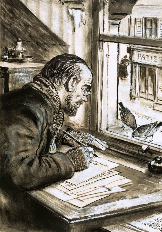 A szavak harcosa, Emile Zola (gouache, papír) alkotó: C.L. Doughty